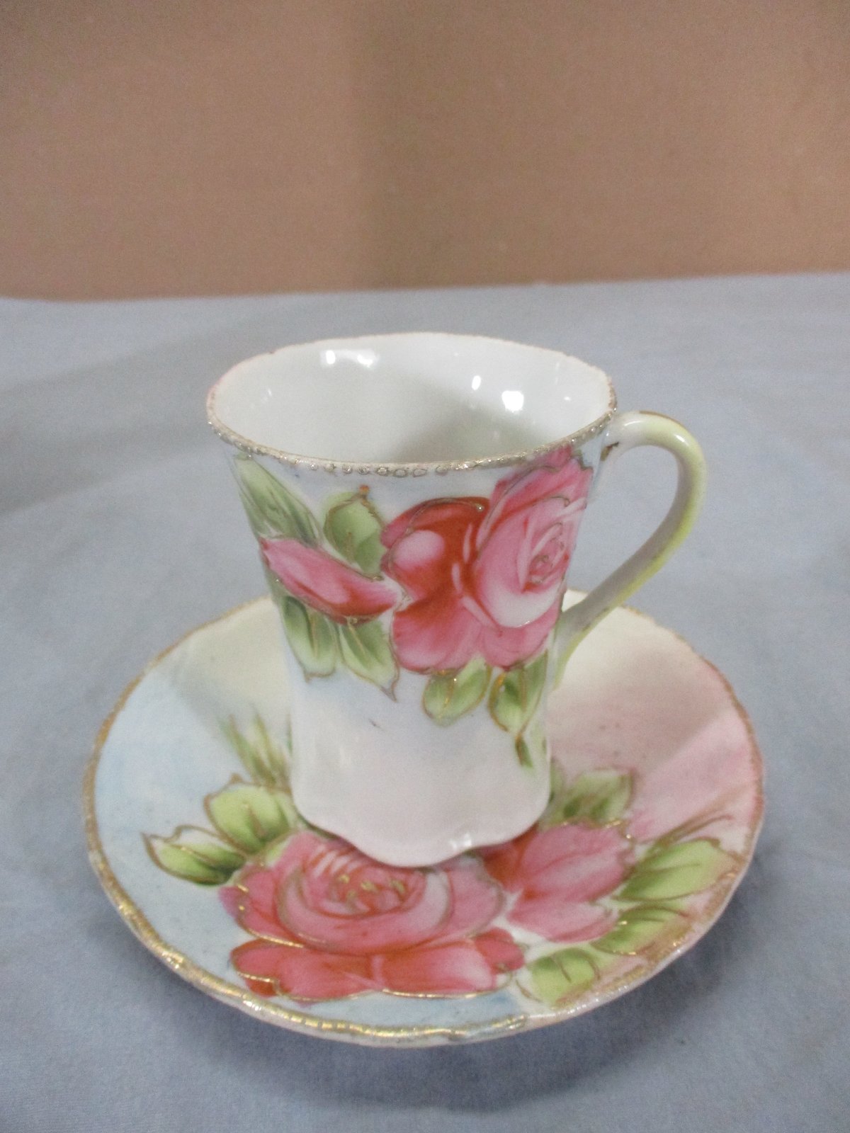 Vtg 10 Pc NIPPON China Hand Painted Rose Coffee Carafe Cup Saucer
