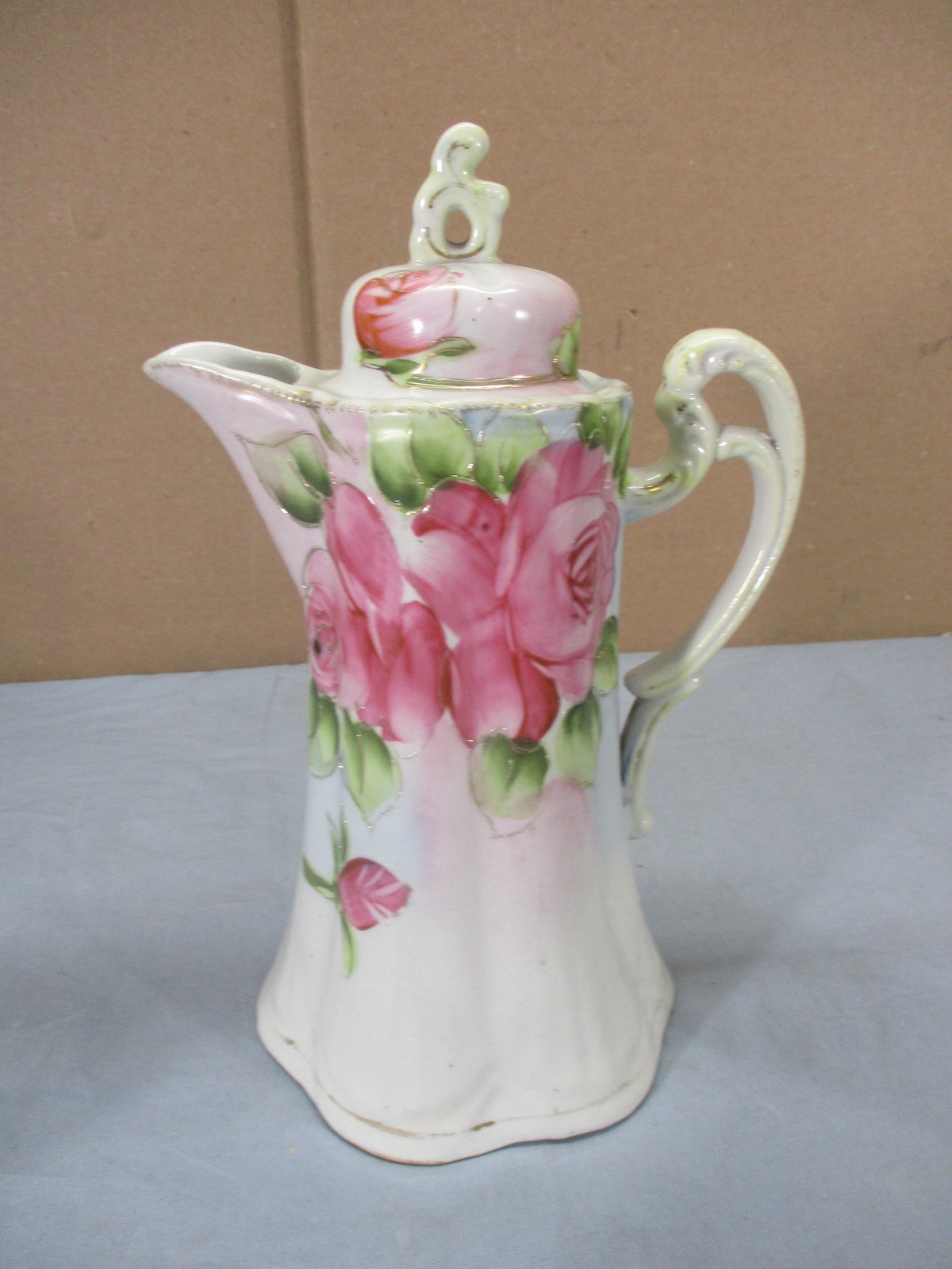 Vtg 10 Pc NIPPON China Hand Painted Rose Coffee Carafe Cup Saucer