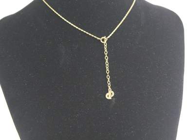Christian Dior CD Logo Gold Tone Chain Necklace Rhinestone