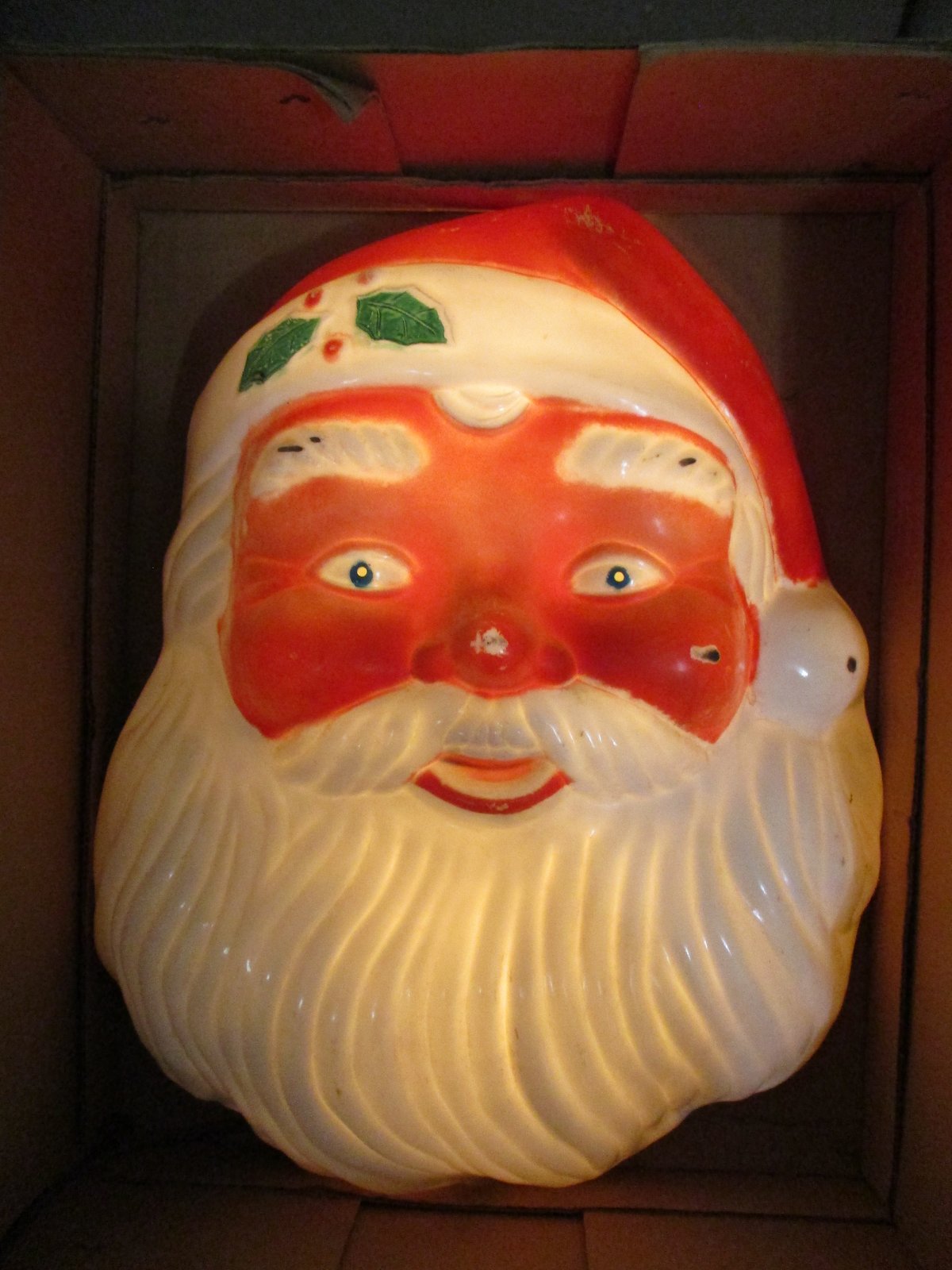 Vtg 1960's NOMA Santa Claus Face Blow Mold Light Up Christmas