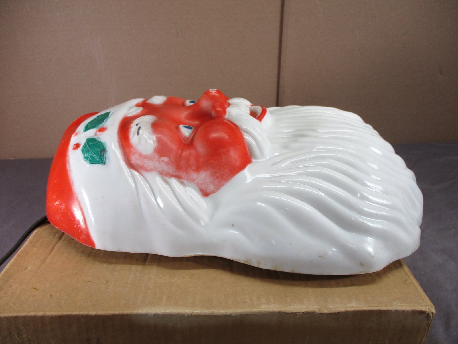 Vtg 1960's NOMA Santa Claus Face Blow Mold Light Up Christmas