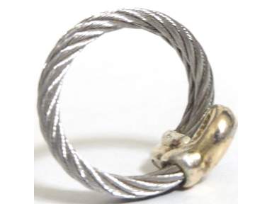 Auth Vintage Philippe Charriol Wire Ring US7 Sz JP14 Sz Stainless
